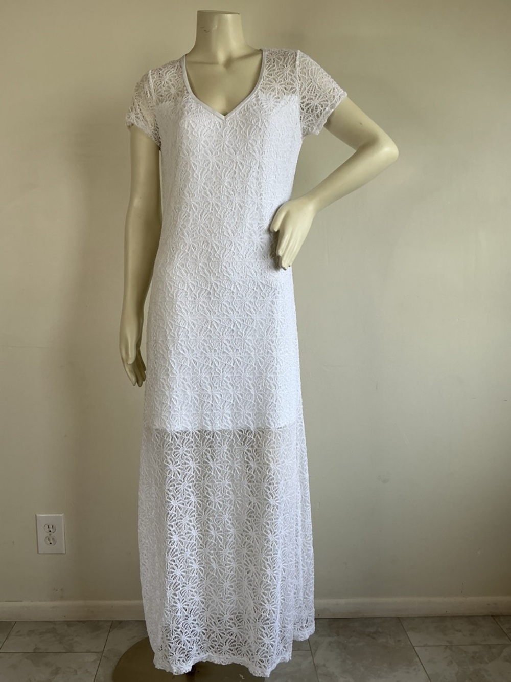 White Lace Maxi Dress Tommy Bahama Women’s M Elegant Beach Resort Romantic Boho - Picture 2 of 10